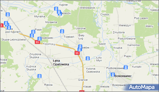 mapa Opatów gmina Łęka Opatowska, Opatów gmina Łęka Opatowska na mapie Targeo