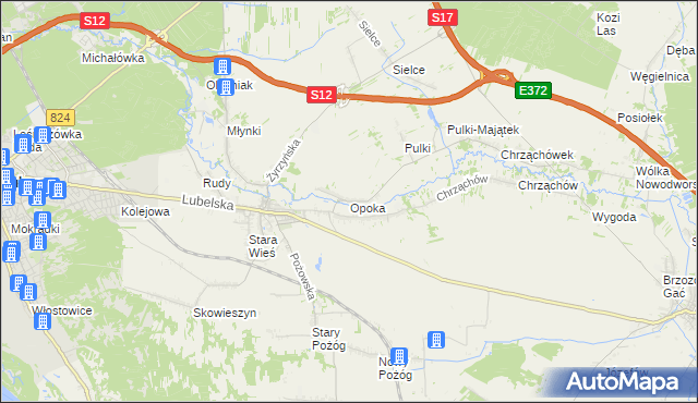 mapa Opoka gmina Końskowola, Opoka gmina Końskowola na mapie Targeo