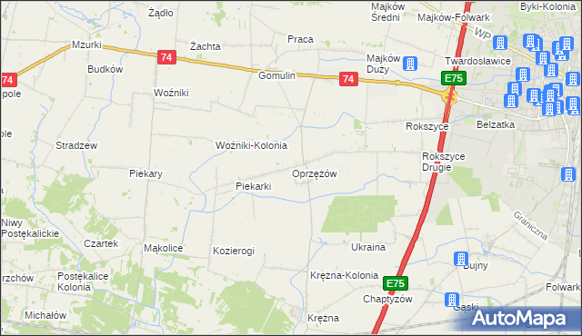 mapa Oprzężów, Oprzężów na mapie Targeo