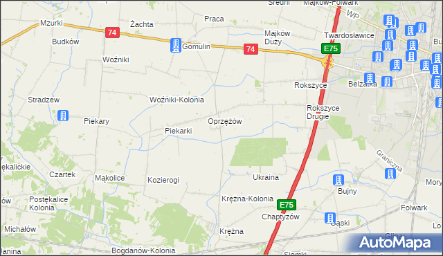 mapa Oprzężów Kolonia, Oprzężów Kolonia na mapie Targeo