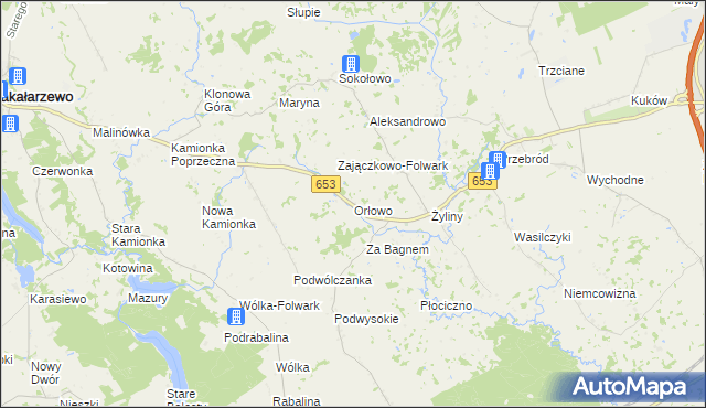 mapa Orłowo gmina Bakałarzewo, Orłowo gmina Bakałarzewo na mapie Targeo