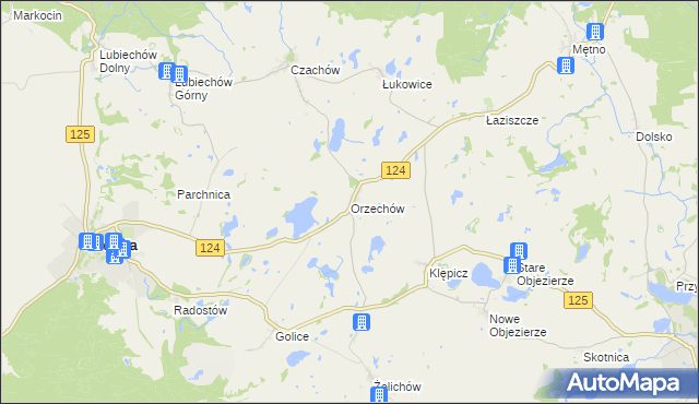 mapa Orzechów gmina Cedynia, Orzechów gmina Cedynia na mapie Targeo