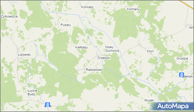 mapa Orzeszki, Orzeszki na mapie Targeo