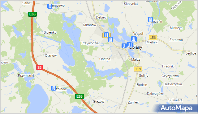 mapa Osetna, Osetna na mapie Targeo