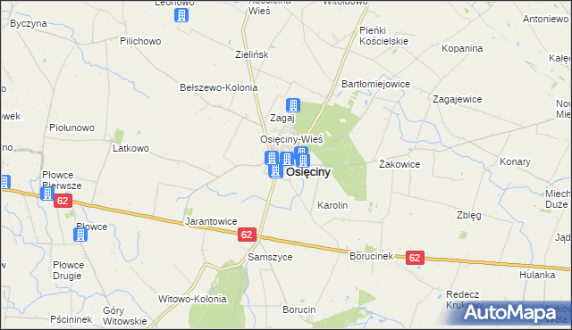mapa Osięciny, Osięciny na mapie Targeo