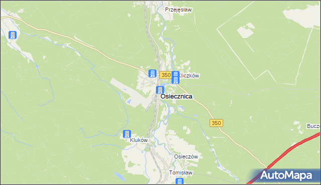 mapa Osiecznica powiat bolesławiecki, Osiecznica powiat bolesławiecki na mapie Targeo