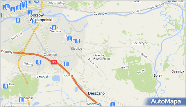 mapa Osiedle Poznańskie, Osiedle Poznańskie na mapie Targeo