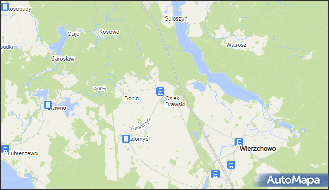 mapa Osiek Drawski, Osiek Drawski na mapie Targeo