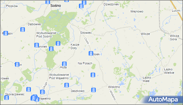 mapa Osiek gmina Koronowo, Osiek gmina Koronowo na mapie Targeo