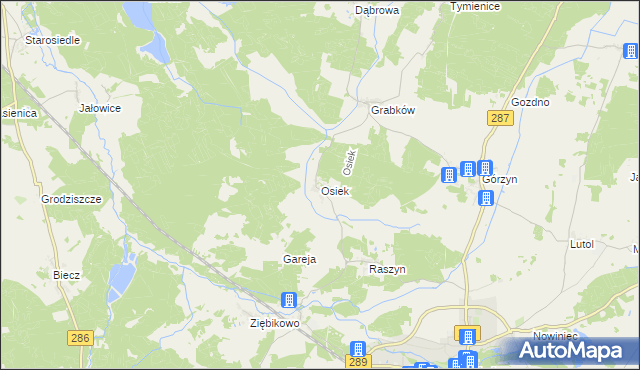 mapa Osiek gmina Lubsko, Osiek gmina Lubsko na mapie Targeo