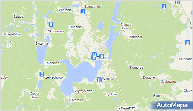 mapa Osiek powiat starogardzki, Osiek powiat starogardzki na mapie Targeo