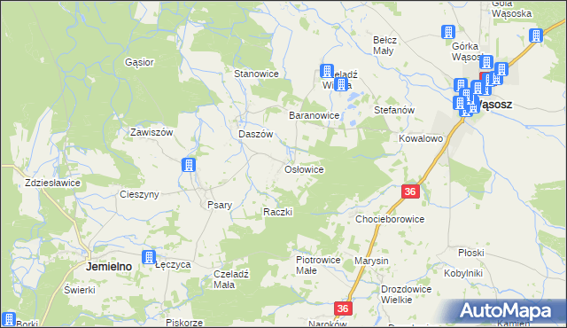 mapa Osłowice, Osłowice na mapie Targeo