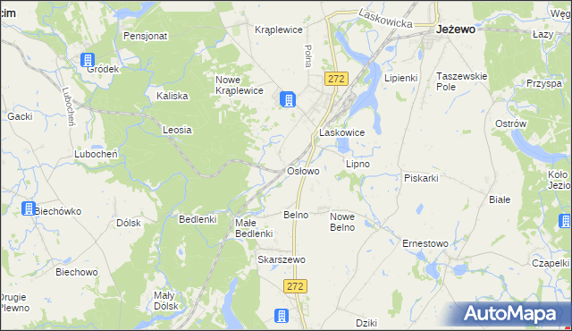 mapa Osłowo gmina Jeżewo, Osłowo gmina Jeżewo na mapie Targeo