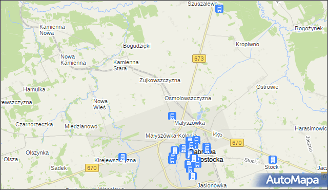 mapa Osmołowszczyzna, Osmołowszczyzna na mapie Targeo