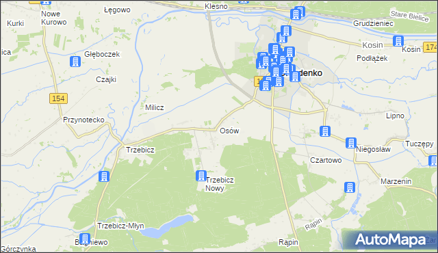 mapa Osów gmina Drezdenko, Osów gmina Drezdenko na mapie Targeo