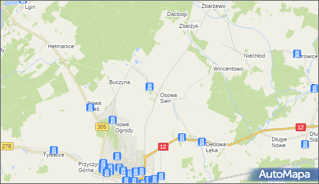 mapa Osowa Sień, Osowa Sień na mapie Targeo