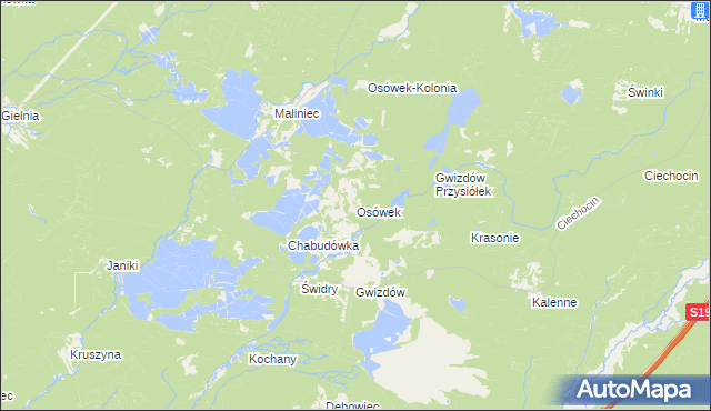 mapa Osówek gmina Potok Wielki, Osówek gmina Potok Wielki na mapie Targeo