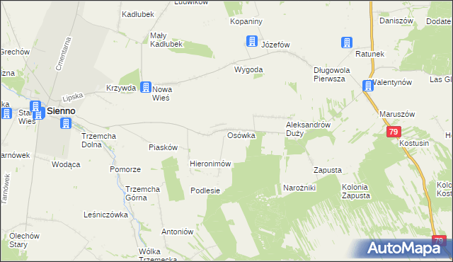 mapa Osówka gmina Sienno, Osówka gmina Sienno na mapie Targeo