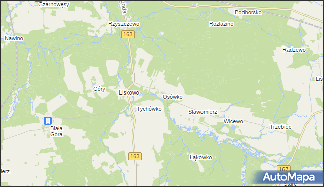 mapa Osówko gmina Tychowo, Osówko gmina Tychowo na mapie Targeo