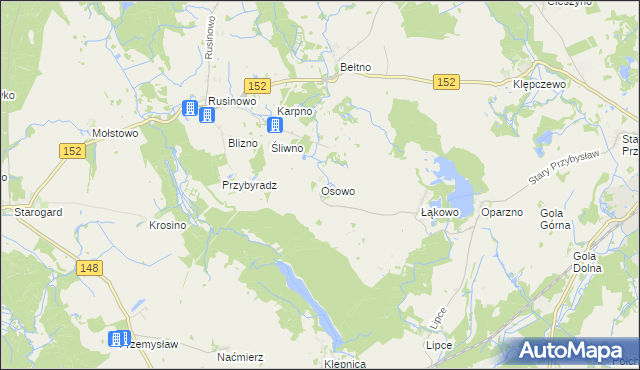 mapa Osowo gmina Świdwin, Osowo gmina Świdwin na mapie Targeo