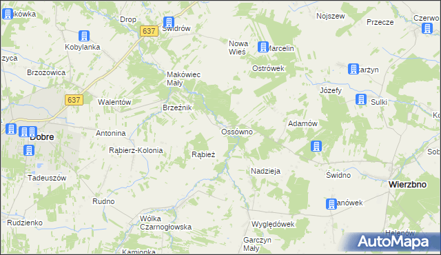 mapa Ossówno, Ossówno na mapie Targeo