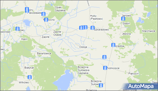 mapa Ostoje gmina Jutrosin, Ostoje gmina Jutrosin na mapie Targeo