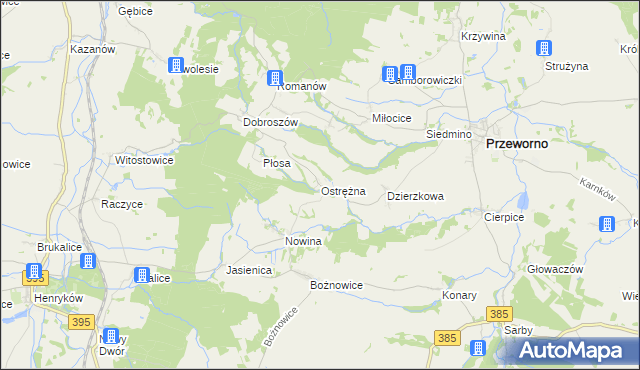 mapa Ostrężna, Ostrężna na mapie Targeo