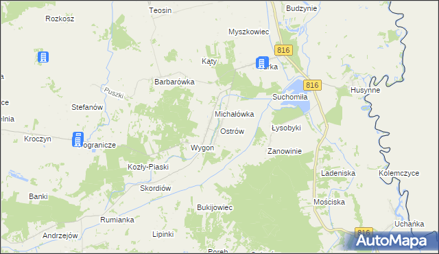 mapa Ostrów gmina Dorohusk, Ostrów gmina Dorohusk na mapie Targeo