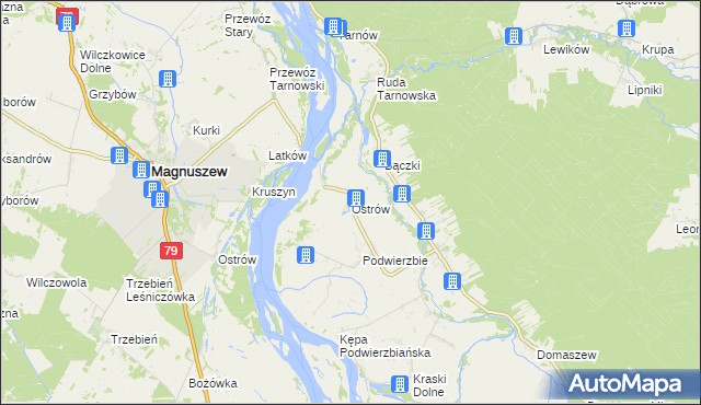 mapa Ostrów gmina Maciejowice, Ostrów gmina Maciejowice na mapie Targeo