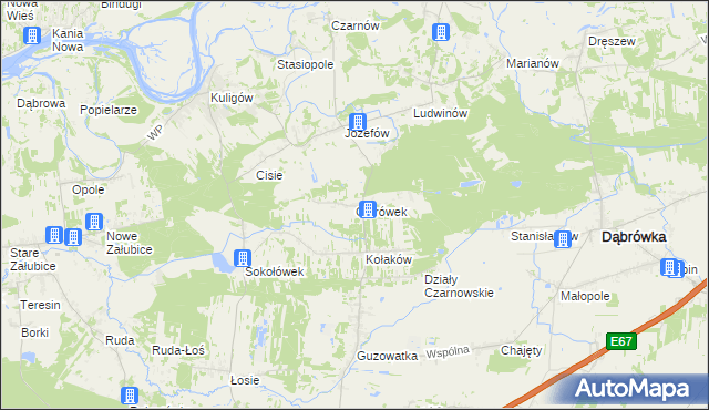 mapa Ostrówek gmina Dąbrówka, Ostrówek gmina Dąbrówka na mapie Targeo