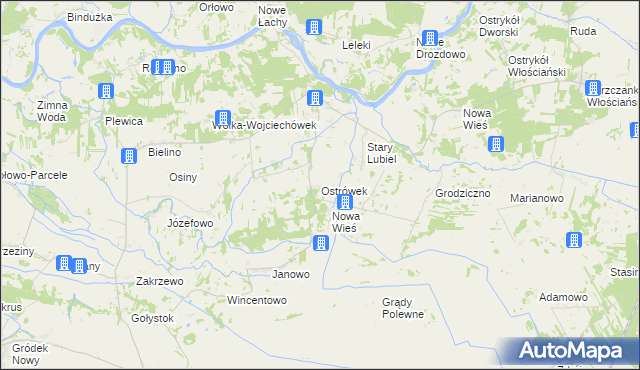 mapa Ostrówek gmina Rząśnik, Ostrówek gmina Rząśnik na mapie Targeo