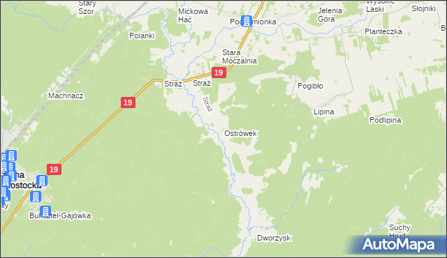 mapa Ostrówek gmina Sokółka, Ostrówek gmina Sokółka na mapie Targeo