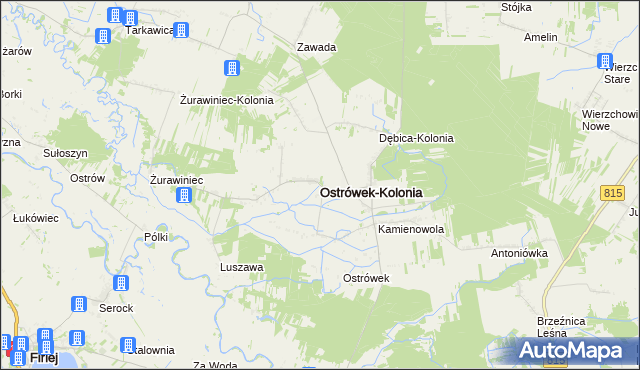 mapa Ostrówek-Kolonia gmina Ostrówek, Ostrówek-Kolonia gmina Ostrówek na mapie Targeo