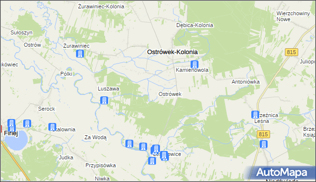 mapa Ostrówek powiat lubartowski, Ostrówek powiat lubartowski na mapie Targeo