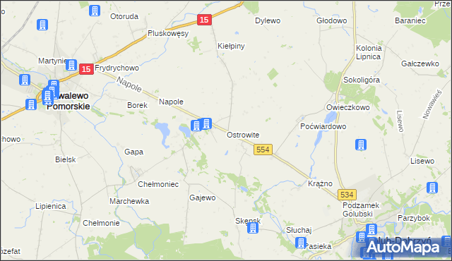 mapa Ostrowite gmina Golub-Dobrzyń, Ostrowite gmina Golub-Dobrzyń na mapie Targeo