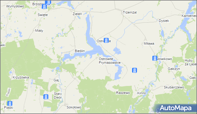 mapa Ostrowite Prymasowskie, Ostrowite Prymasowskie na mapie Targeo