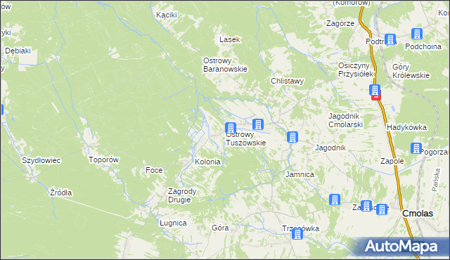 mapa Ostrowy Tuszowskie, Ostrowy Tuszowskie na mapie Targeo