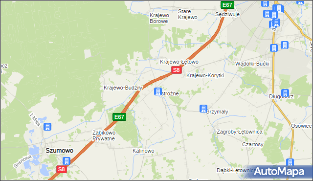 mapa Ostrożne, Ostrożne na mapie Targeo