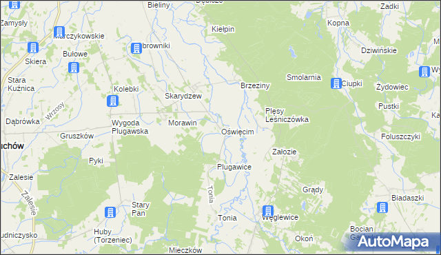 mapa Oświęcim gmina Doruchów, Oświęcim gmina Doruchów na mapie Targeo