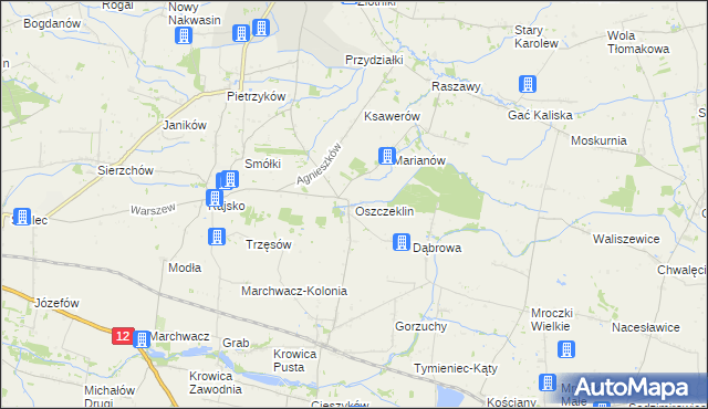 mapa Oszczeklin, Oszczeklin na mapie Targeo