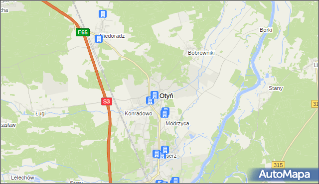 mapa Otyń, Otyń na mapie Targeo