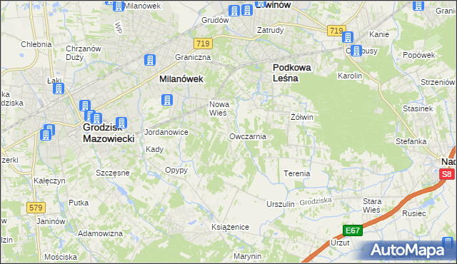 mapa Owczarnia gmina Brwinów, Owczarnia gmina Brwinów na mapie Targeo