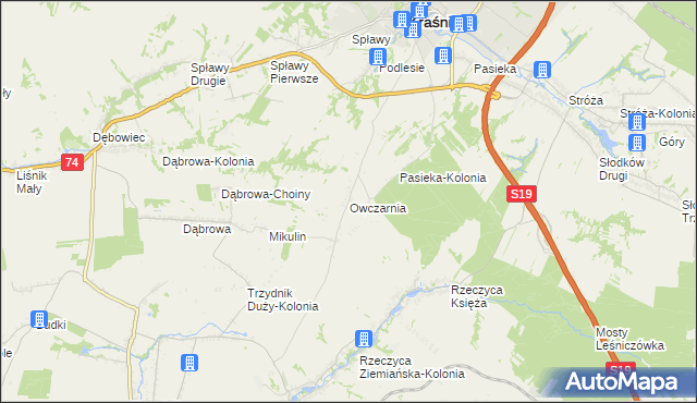 mapa Owczarnia gmina Trzydnik Duży, Owczarnia gmina Trzydnik Duży na mapie Targeo