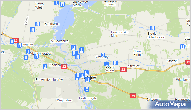 mapa Owczary gmina Mniszków, Owczary gmina Mniszków na mapie Targeo