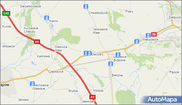 mapa Owczary gmina Oława, Owczary gmina Oława na mapie Targeo