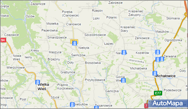 mapa Owczary gmina Zielonki, Owczary gmina Zielonki na mapie Targeo