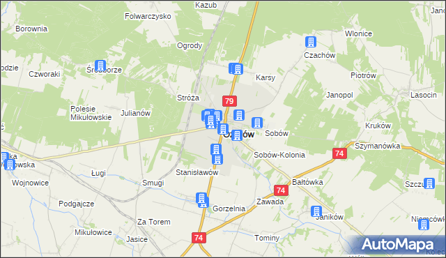 mapa Ożarów powiat opatowski, Ożarów powiat opatowski na mapie Targeo