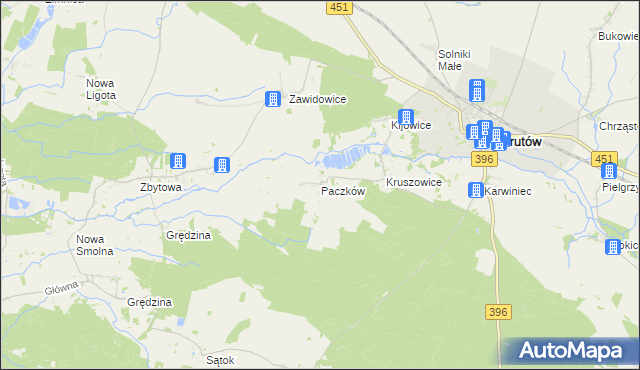 mapa Paczków gmina Bierutów, Paczków gmina Bierutów na mapie Targeo