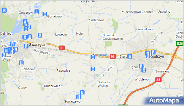 mapa Paczkowo gmina Swarzędz, Paczkowo gmina Swarzędz na mapie Targeo