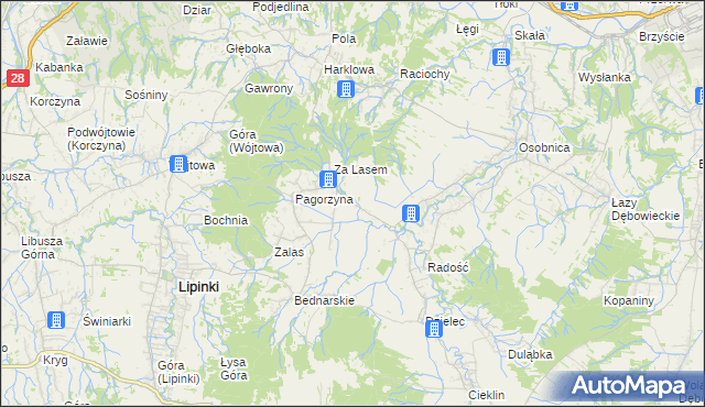 mapa Pagórek gmina Dębowiec, Pagórek gmina Dębowiec na mapie Targeo